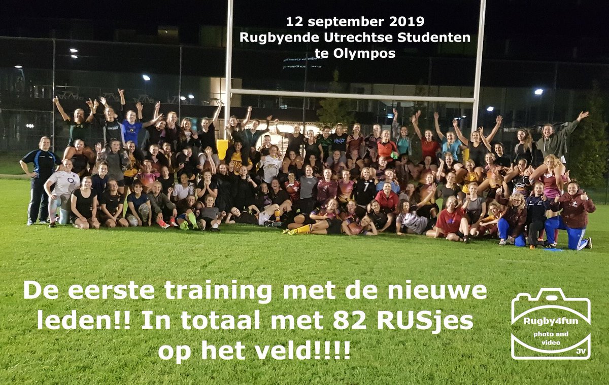 De trainers van de rugbyende Utrechtse studenten zijn zo onwijs trots! Vandaag 82 speelsters op training bij RUS tijdens de 1ste nieuwe leden training🤘🏻💪🏻🤘🏻💪🏻🤘🏻💪🏻😍 😱 op naar de 100🤩