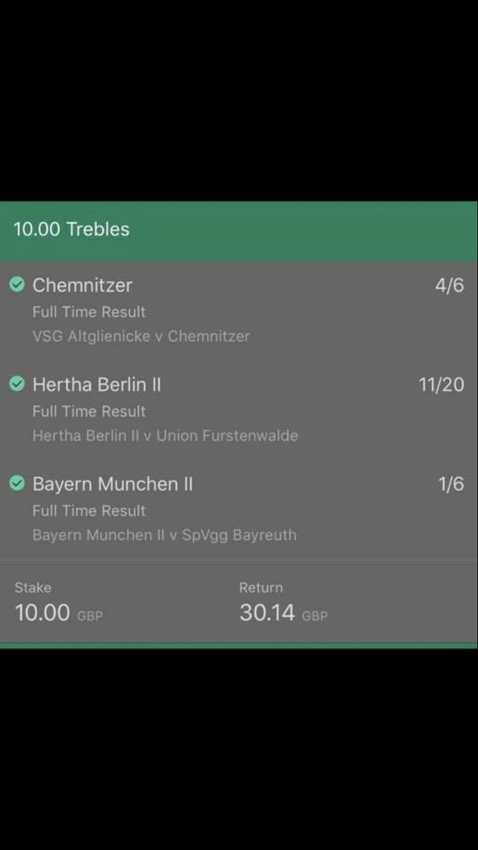 captaincashaat's tweet photo. Germany treble I was super confident in tonight ⚽️⚽️⚽️💷💷💷✅ https://t.co/E4ymxpU0rY