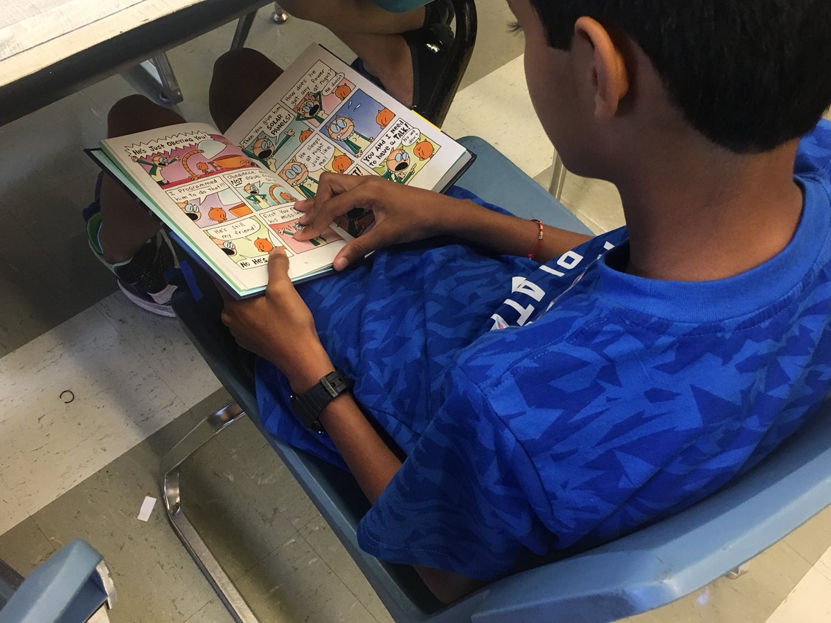CardosoTeaches's tweet photo. This summer I added over 40 more graphic novels to my library, but there’s never enough! When given choice, totally free choice not based on levels or criteria, it’s so fun to see what they choose. #edisonk12 #mlkedison #LetThemRead https://t.co/8YcF3BGtxZ