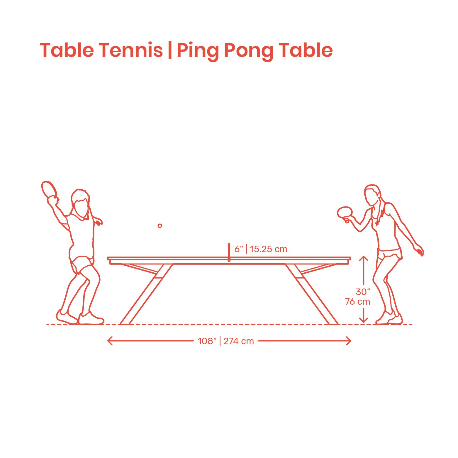 Table Tennis, Ping-Pong Dimensions & Drawings