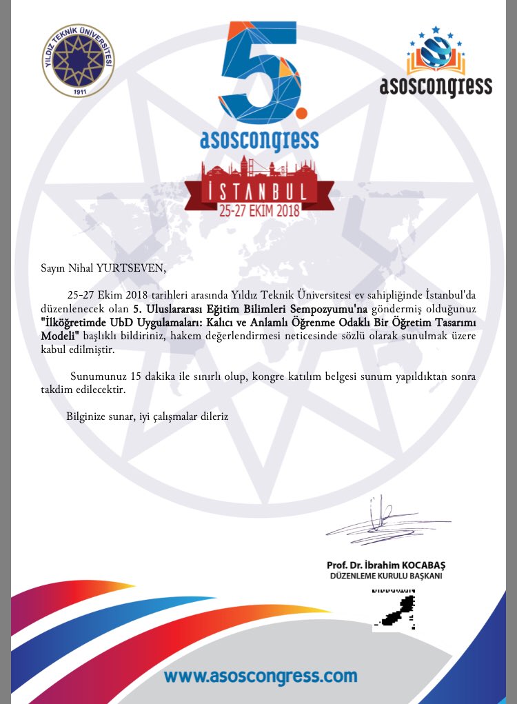profnihalyapici's tweet photo. Sevgili yüksek lisans öğrencilerim @ensarguldane ve @mmelisdemirci ile UbD’nin fen öğretimi ve ilkokul uygulamalarını anlatacağımız bildirilerimizi 5. Eğitim Bilimleri Sempozyumu’nda sunmak üzere kabul aldık! @bauebf #bauebe https://t.co/7LkwTOCXxn