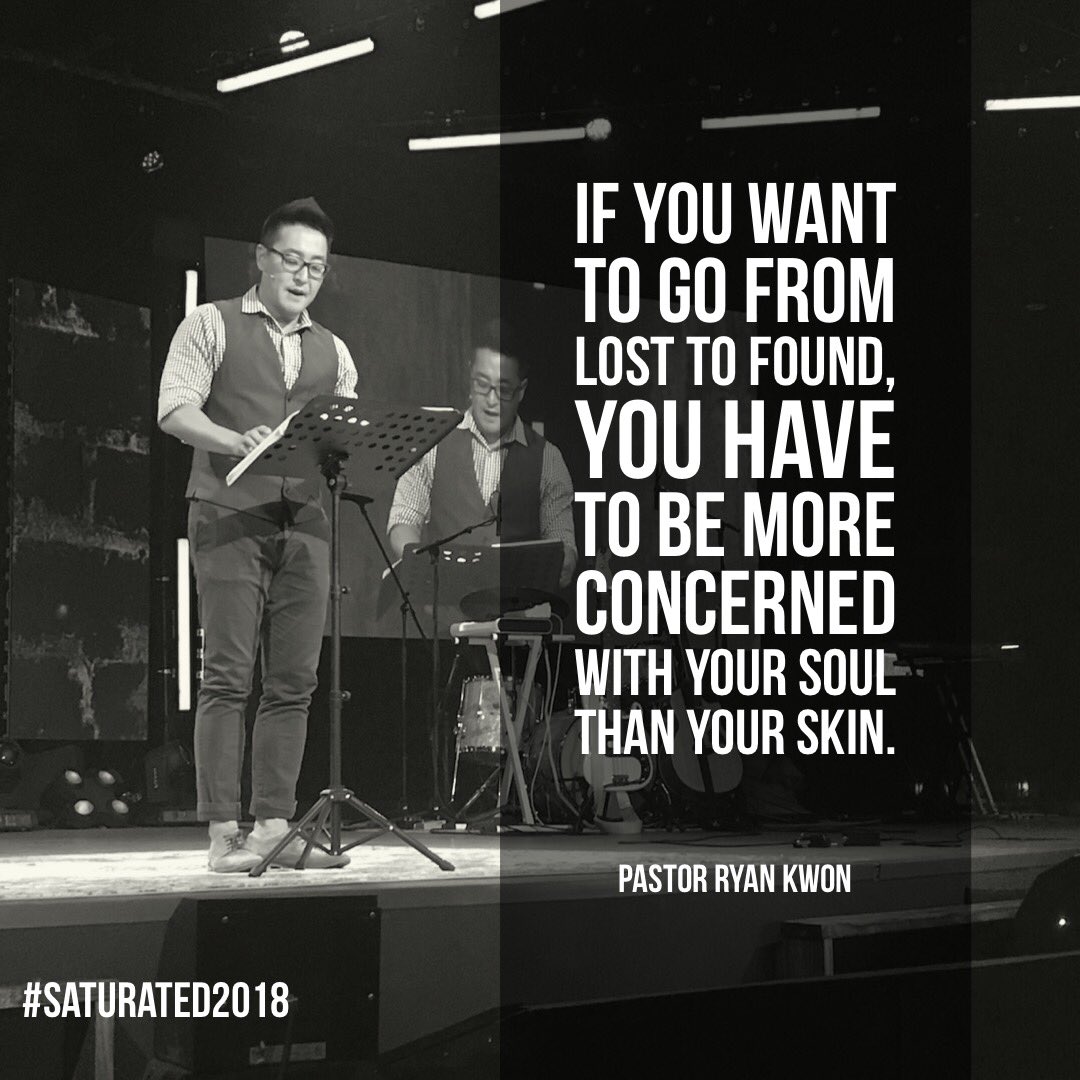 thecoe22's tweet photo. “If you want to go from lost to found, you have to be more concerned with your soul than your skin.” -Pastor Ryan Kwon #Saturated2018 https://t.co/5vg0uCxcpl