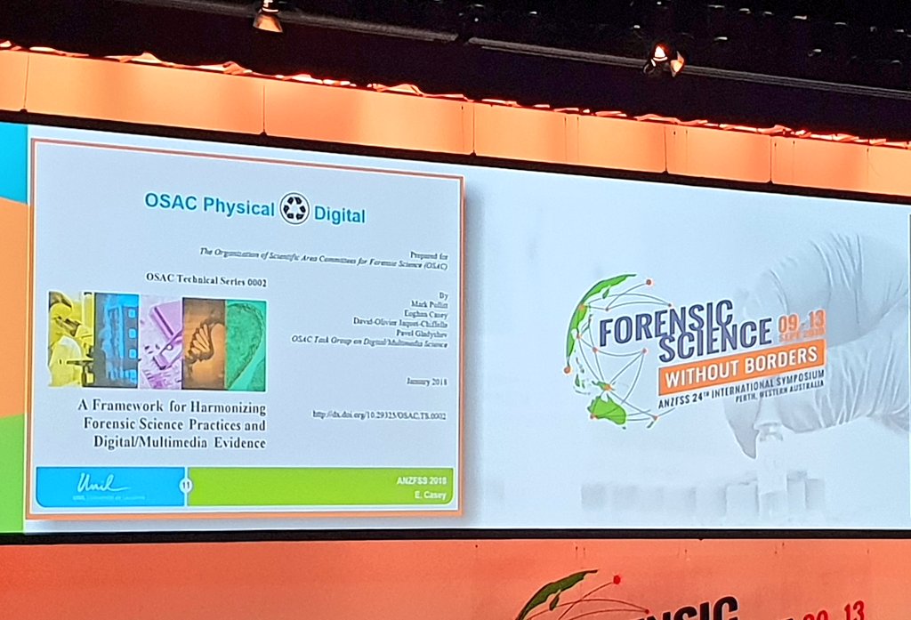 #OSAC framework for harmonizing #forensicscience practices &amp; #digitalforensics published January 2018 #ANZFSS2018