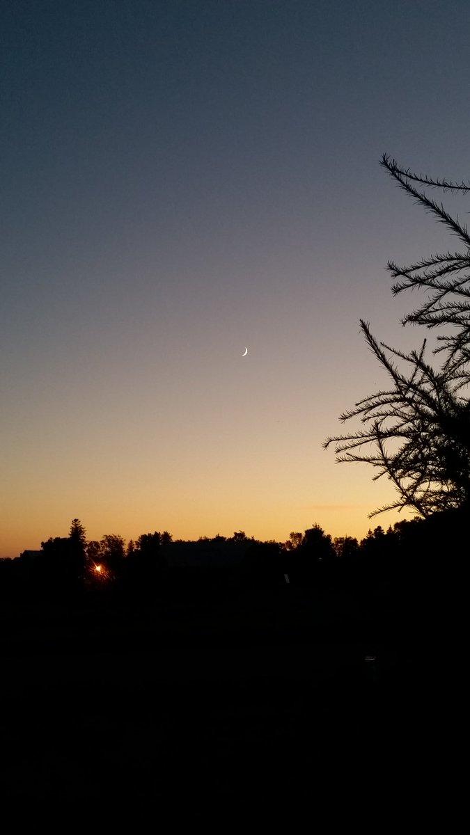 SusanESherwood's tweet photo. The waxing crescent moon in the evening sky in #Escuminac #Quebec @KalinMitchelCTV https://t.co/HSmuC172SI