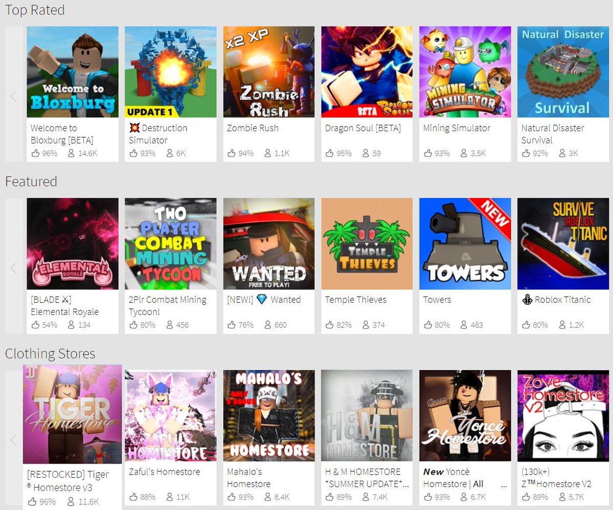 2018 Roblox Home Page