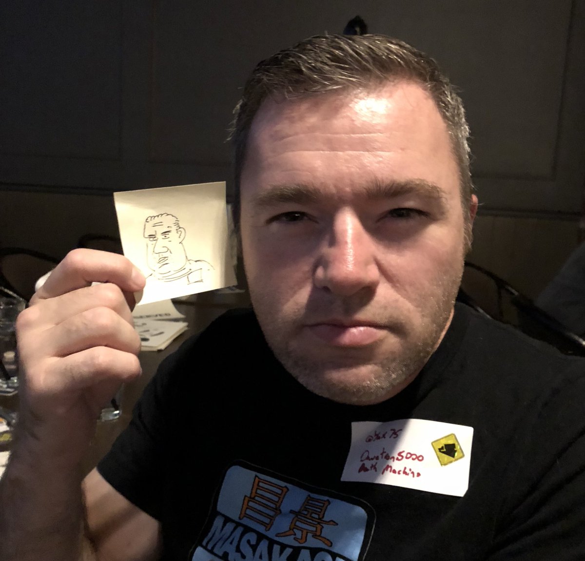 TerrBear1980's tweet photo. An exact likeness of @yax75 , courtesy of Keith from @weberphysio #RDTweetup https://t.co/zWrvCQ9eXg