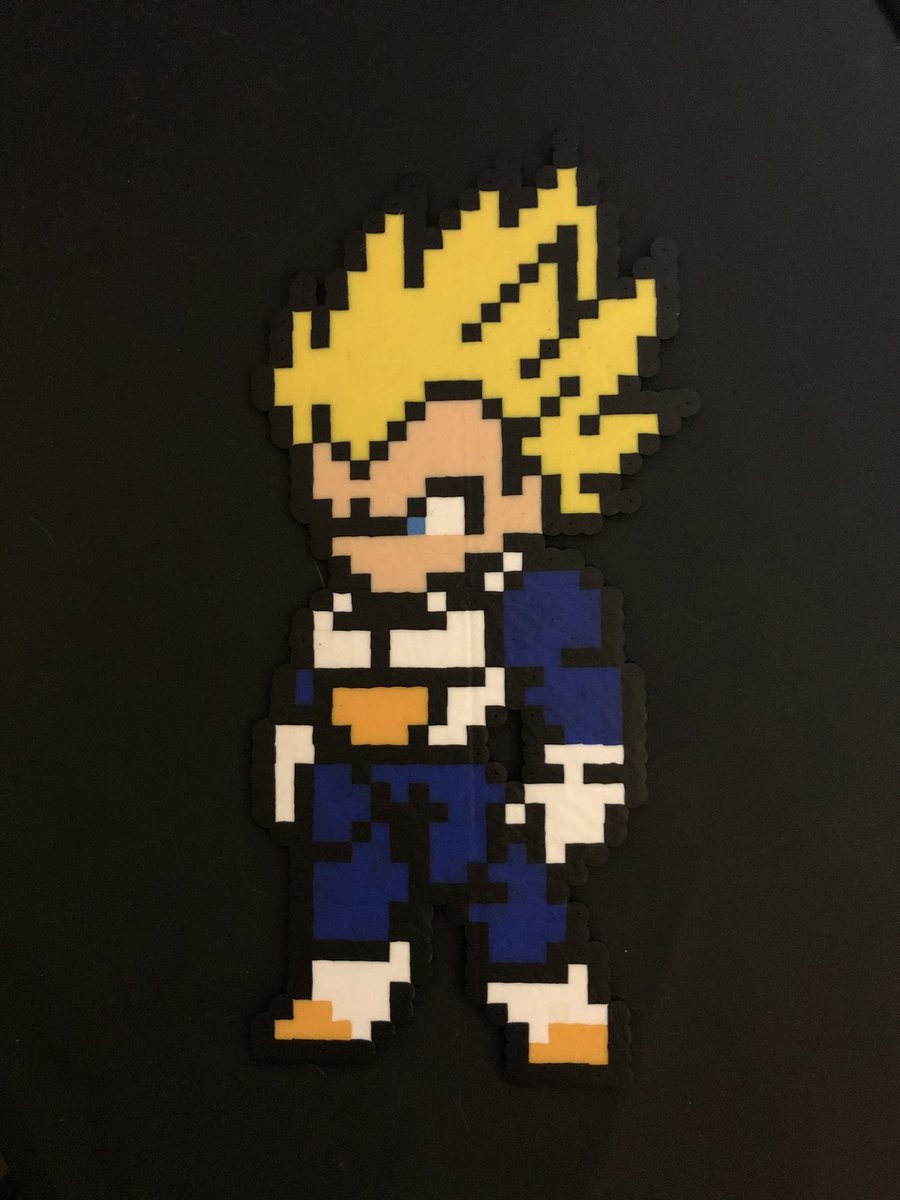 TimberW0lf13's tweet photo. Just finished this #SSVegeta #perler gift for a great friend on stream @Twitch had fun making it and thanks for all the support and love #KCCrew #SupportSmallerStreams #twitchcreative @DarkKnightKCC #DBZ #DragonBallZ https://t.co/IfwqO73ETu https://t.co/COPXgSGlyY
