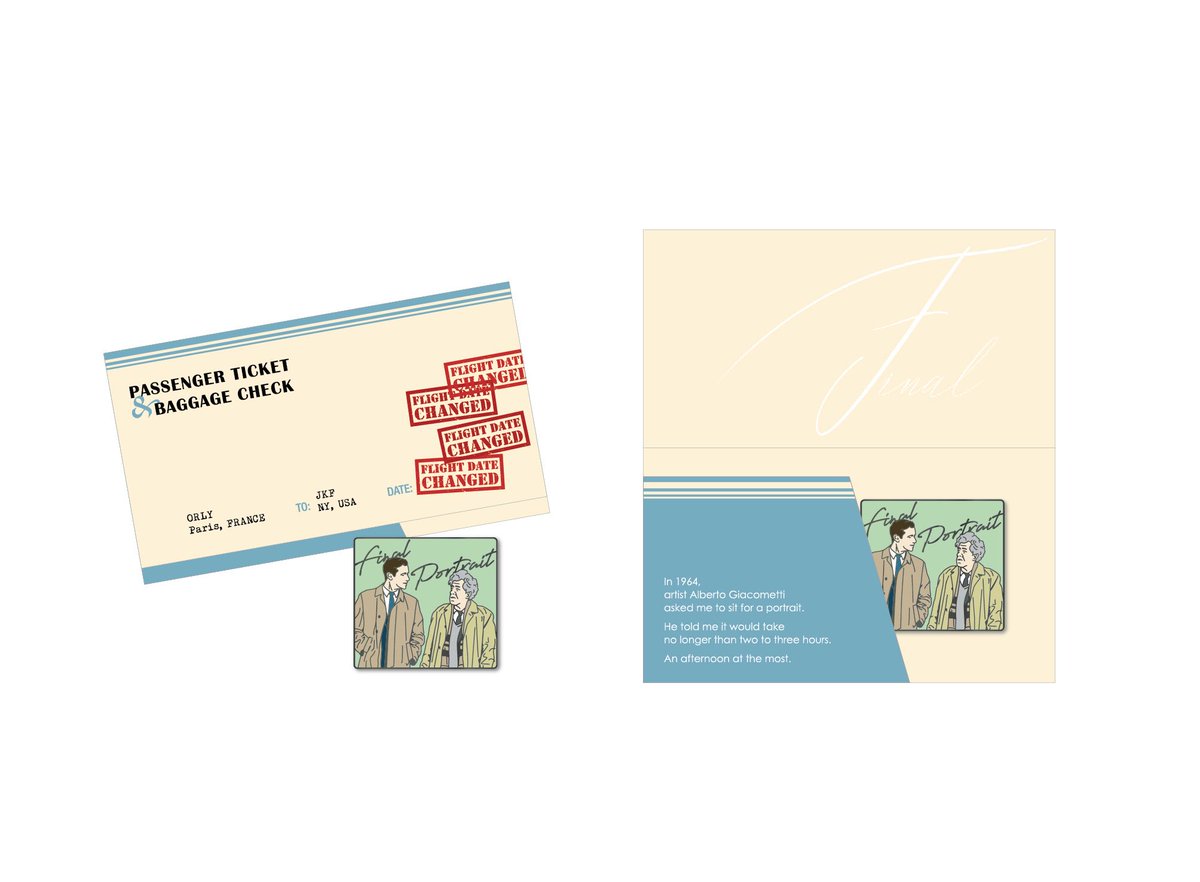 <파이널 포트레이트> 더스페셜패키지 상영회 안내! 뱃지는 비행기 티켓 홀더 배경지에 뱃지가 담겨있는 디자인입니다. 첨부한 이미지는 배경지를...