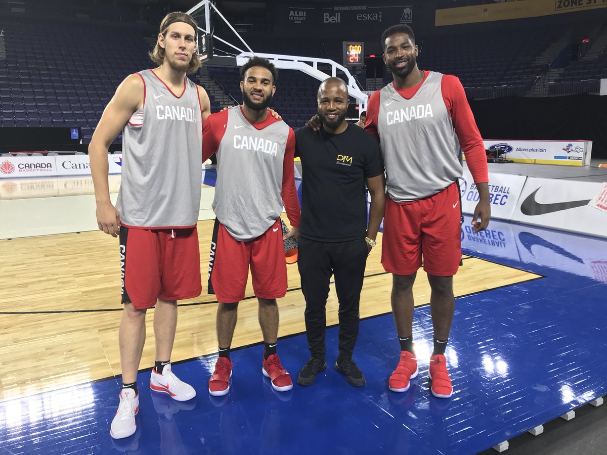 CanBball's tweet image. Shoutout to #DreamJersey sponsor Isaac Olowolafe @DreamMakerTO for stopping by practice tonight. The boys appreciate your continued support! #WeAreTeamCanada #FIBAWC #ThisIsMyHouse