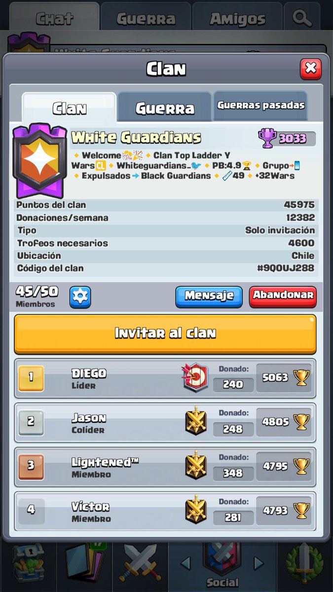 crMady_'s tweet photo. Chicos @WhiteGuardians_ está en busca de gente responsable y comprometida para formar parte de la familia.

Requisitos :

✅+32victorias en guerra
✅Récord 4.8 🏆

Su quieres ser parte envia un MD📩 a @WhiteGuardians_ o @KingDiego197

RT se agradece💜🔁
@PublicidadRTS @CRLatin https://t.co/xOMwkAjA5o