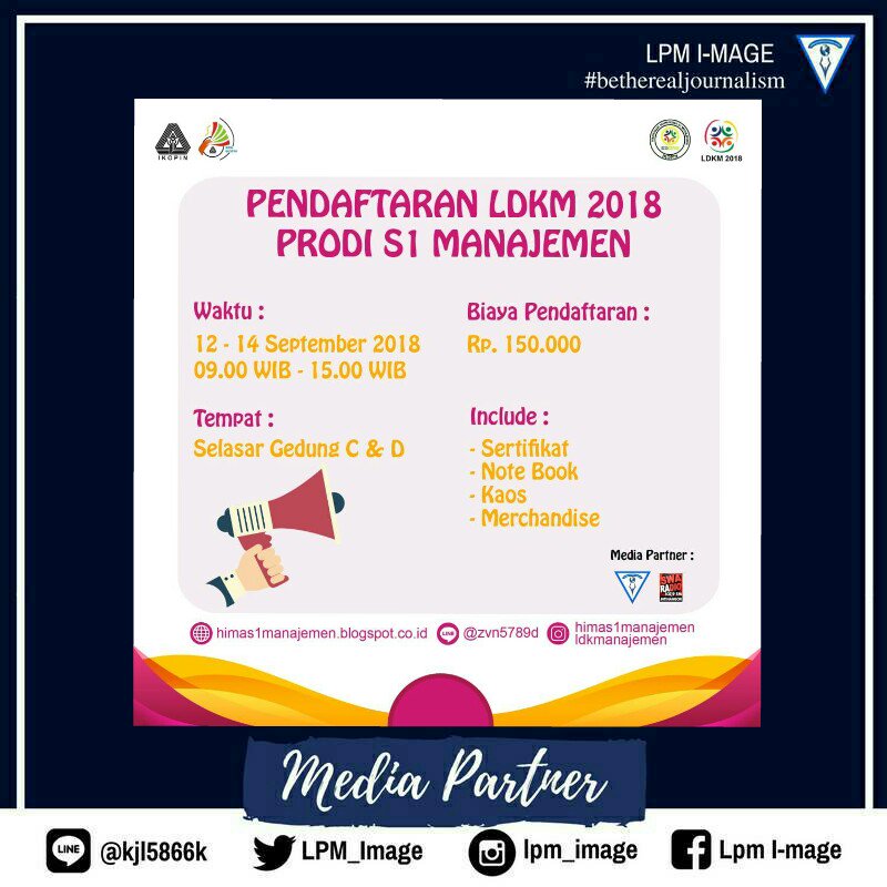LPM_Image's tweet image. Hello es-one !
Mengingatkan dari mulai tgl 12 - 14 September kita buka pendaftaran LDKM di Selasar gedung C dan D jam 09.00 - 15.00 wib.