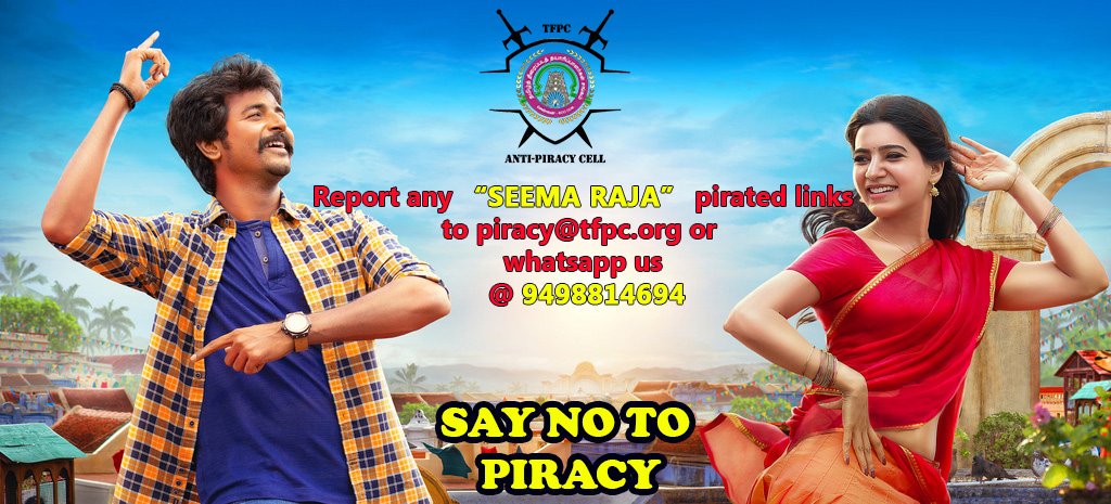 kollywoodtimes's tweet photo. Report “SEEMA RAJA“ piracy links 24/7 to “piracy@tfpc.org” or “Whatsapp” us @ “9498814694”
#Say_No_To_Piracy 🚫
#Kill_Piracy👊🏼
@Siva_Kartikeyan @Samanthaprabhu2 @RDRajaofficial @ponramVVS @24AMSTUDIOS @sooriofficial @SimranbaggaOffc @immancomposer @thinkmusicindia https://t.co/FOTdEyKPYp