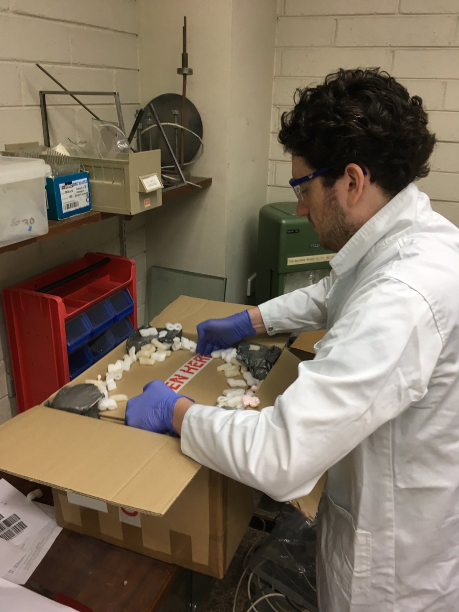 Special delivery! Systems Engineer Robert Mearns opening a package containing #SkyHopper's cryocoolers. Support student participation in SkyHopper's design: tinyurl.com/SkyHopper