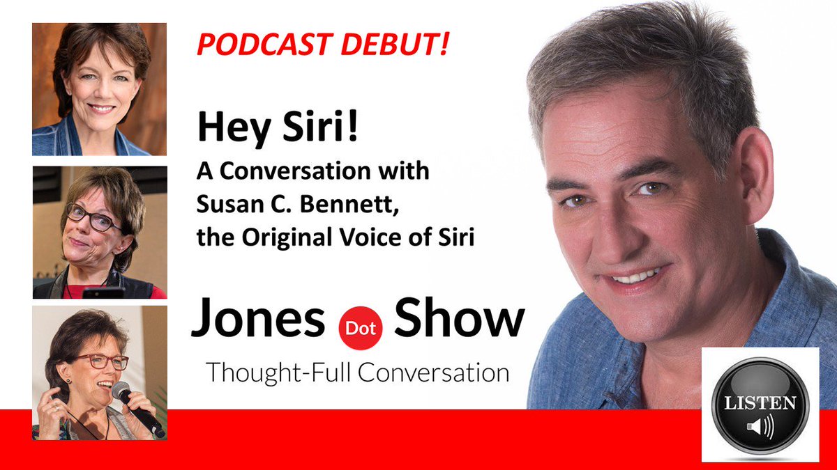 randallkjones's tweet photo. So THRILLED to share that our new #podcast is live! LISTEN HERE: https://t.co/3kbAmtrojf. Susan C. Bennett, the original voice of #Siri, is the podcast announcer and first guest! @siriouslysusan #Conversation #Communication #Laughter #Happy #Thought https://t.co/3kbAmtrojf https://t.co/HT38fq5HKn
