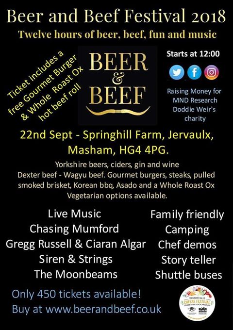 There are limited tickets available for <a href="/BeerandBeefFes1/">Beer and Beef Festival</a> on 22nd September in Masham! Head to beerandbeef.co.uk to BOOK your tickets today! 12 hours of Beer and Beef...what's not to love! #TeamBeef #TeamBeer