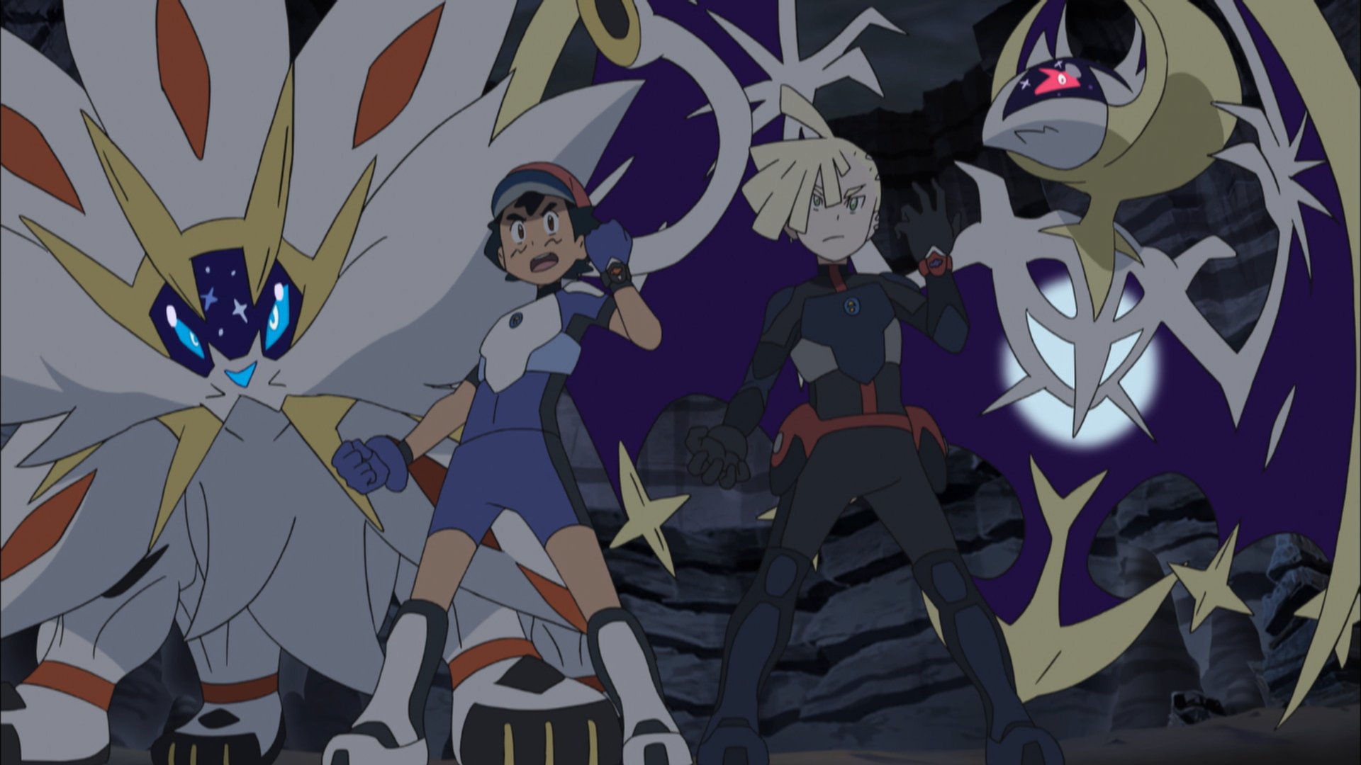 Twitter 上的 公式 ポケモン情報局 サトシ ソルガレオ グラジオ ルナアーラのゼンリョクを かがやきさまにぶつけます アニポケ T Co Tsnmxkalax Twitter