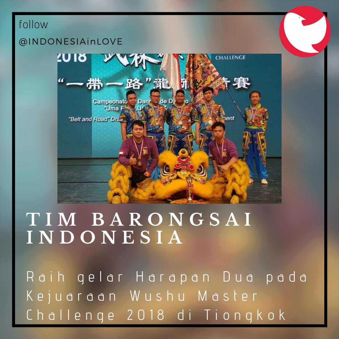 INDONESIAinLOVE's tweet photo. Selamat untuk Tim Barongsai Indonesia yg telah meraih Gelar Harapan Dunia di kejuaran Wushu Master Challenge 2018 di Tiongkok https://t.co/Lx4Pbi2XKP