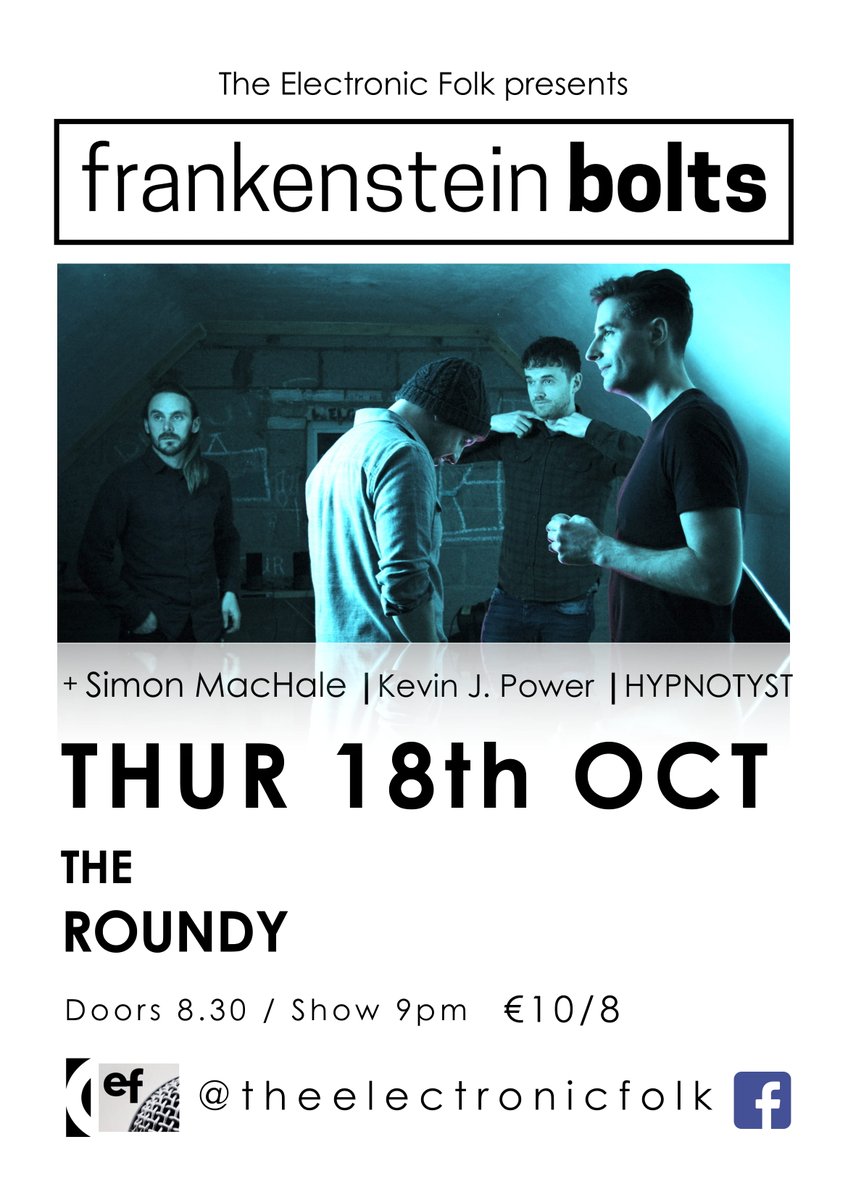 hypnotyst's tweet photo. Excited to announce the 4th instalment of @electronicfolk Presents 

Featuring @wexford artists @frankensteinbolts

Support from @SimonMacHaleMusic @KJPowerMusic &amp; @hypnotyst

18th October in @plugdrecords at @roundybar @cork

@irishmusicparty
@FMC_Ireland 
@corklovesmusic https://t.co/qHBgpvED6v