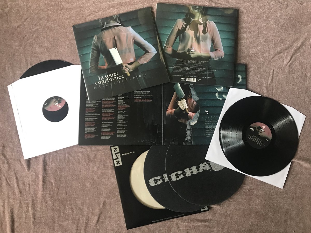 "HATE2LOVE &amp; MERCY" 2-LP, 20 tracks, Free download-code, 2x slipmats 
Only here: shop.instrictconfidence.com