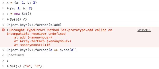 xavier_ho's tweet image. In today&apos;s #wtf #javscript

Passing the function directly as a callback fails between data structures, but works if you just pass it as an argument
