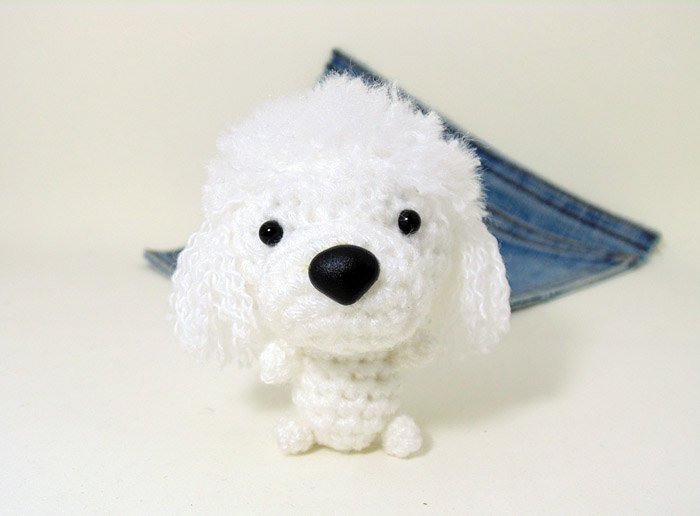 Amigurumi miniature French Poodle, crochet  white French Poodle. Crochet dog. tuppu.net/846af490 #amigurumi #doglover #crochetdog #crochet #cutedog #Etsy #FrenchPoodleToy