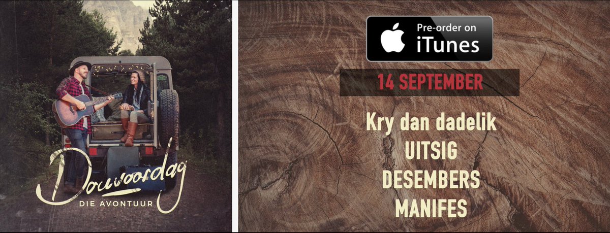 Pre-order #DieAvontuur vanaf more op <a href="/iTunes/">iTunes</a> en kry dan dadelik #Uitsig #Desembers #Manifes! 😎💃🏻🎶 <a href="/InhoudHuisMus/">Inhoud Huis Musiek</a> <a href="/FlagshipProd/">Flagship Productions</a>