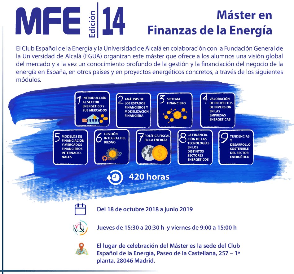 Enerclub's tweet photo. En la 14ª edición del #Master de Finanzas de la #Energia te ofrecemos una visión completa del mercado, la gestión ecónomica y la financiación del negocio #oilandgas #nuclear #renovables #Finance #eficienciaenergetica #14MFE
Anímate y conócelo en ▶️ https://t.co/o1FhOLCLRB https://t.co/g7levDVl0n