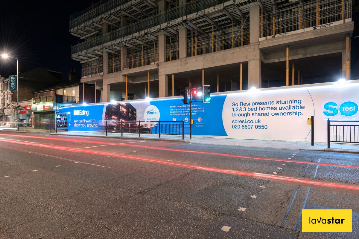 So Resi printed and illuminated hoarding in Ealing @ThamesValleyHA #signs #hoarding #construction #sharedownership #housing #homes