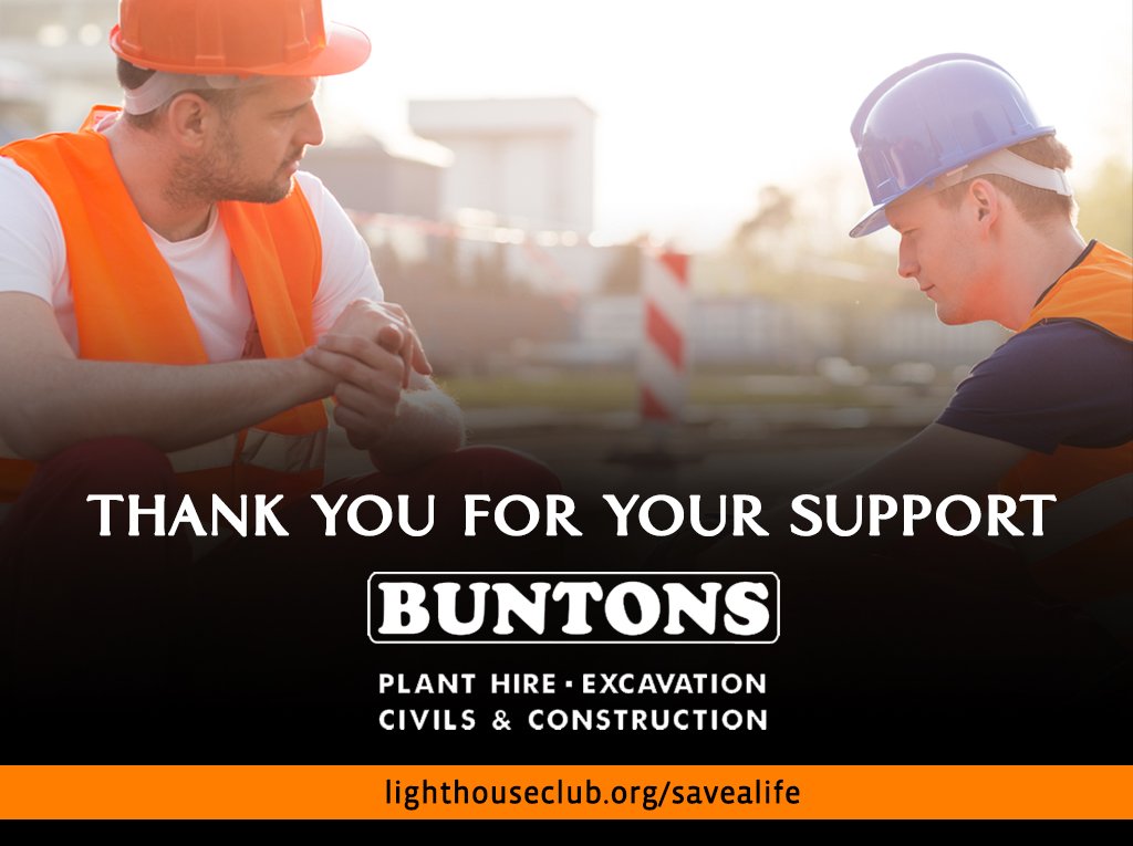 The Lighthouse Charity (@wearelhcharity) on Twitter photo The brilliant <a href="/RBuntonLtd/">B U N T O N S</a> are the latest company to pledge an annual donation in support of our #SaveALife campaign. With two construction workers taking their own life every working day in the UK, we need your support now more than ever. Help us: bit.ly/LHsavealife The brilliant <a href="/RBuntonLtd/">B U N T O N S</a> are the latest company to pledge an annual donation in support of our #SaveALife campaign. With two construction workers taking their own life every working day in the UK, we need your support now more than ever. Help us: bit.ly/LHsavealife