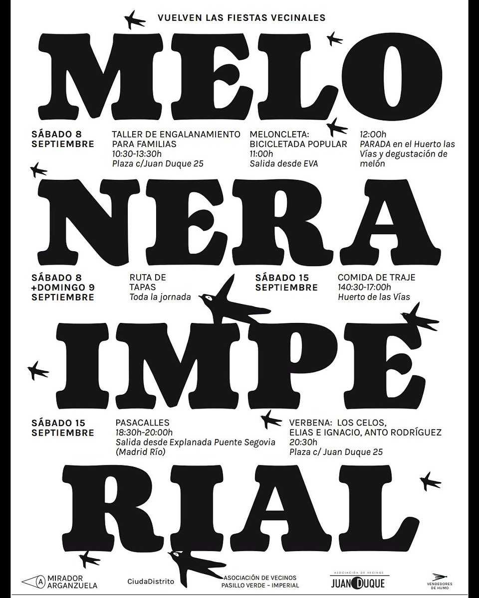 este sábado en <a href="/HuertoV/">Huerto Las Vías</a> a las 13h recuento de los votos de la ruta de la tapa, organizado por <a href="/AV_JuanDuque/">A.V. Juan Duque</a> <a href="/AVVerdeImperial/">PasilloVerdeImperial 🌳🏳️‍🌈</a> seguido de otras actividades ...👇
TE LO VAS A PERDER?