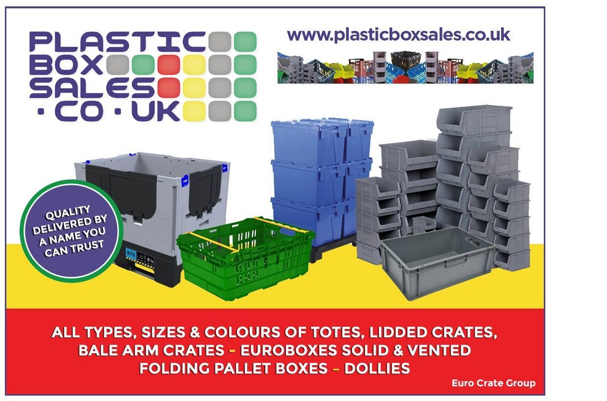 EurocrateLtd's tweet photo. Plastic Box Sales is part of the EuroCrate Group Ltd
Plastic Box Sales specializes in all types of Plastic lidded boxes, open top boxes and crates, Produce trays, Bale arm crates, vented and solid trays.
https://t.co/6yyQ1aQlIN https://t.co/2GClZHspkj