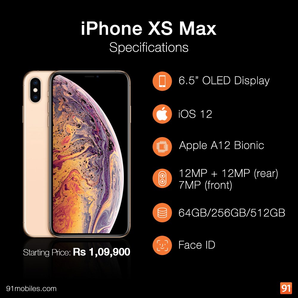 91mobiles on X: Specs at a glance for the all-new #Apple iPhone XS and XS  Max. Read more:   / X