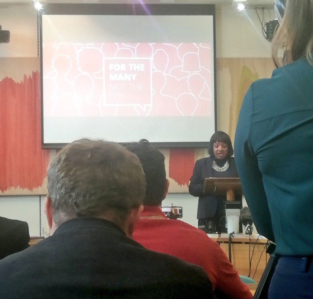 AnaOpp's tweet photo. "Our immigration policy will be values-based" starts @HackneyAbbott, talking about the right to family reunion and no minimum income requirement to bring family members. Labour won't tear families apart. #FairReasonableManagedMigration https://t.co/J3sXox2FZP
