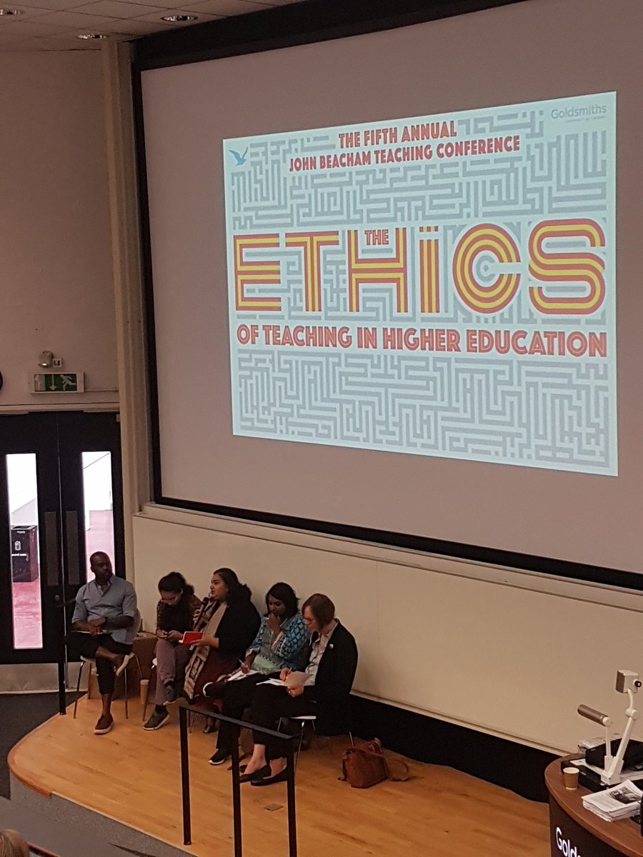 TFxrum's tweet photo. Very important opening panel at The Ethics of Teaching in Higher Education conference on decolonising the curriculum w/ Akansha Mehta, Dr Meera Sabaratnam, @sambarhino and Fiona Wong   @GoldsmithsUoL https://t.co/1sS3eqvaMH