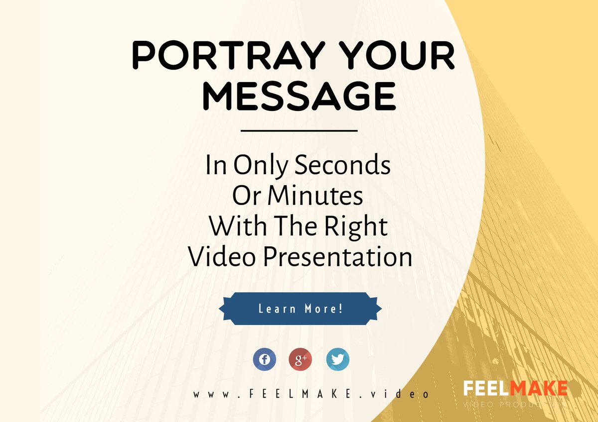 You can literally portray your message in only seconds or minutes with the right #video #presentation. People really #connect with video. It is #social proof all over the #internet and that's why I am so excited about video #production.