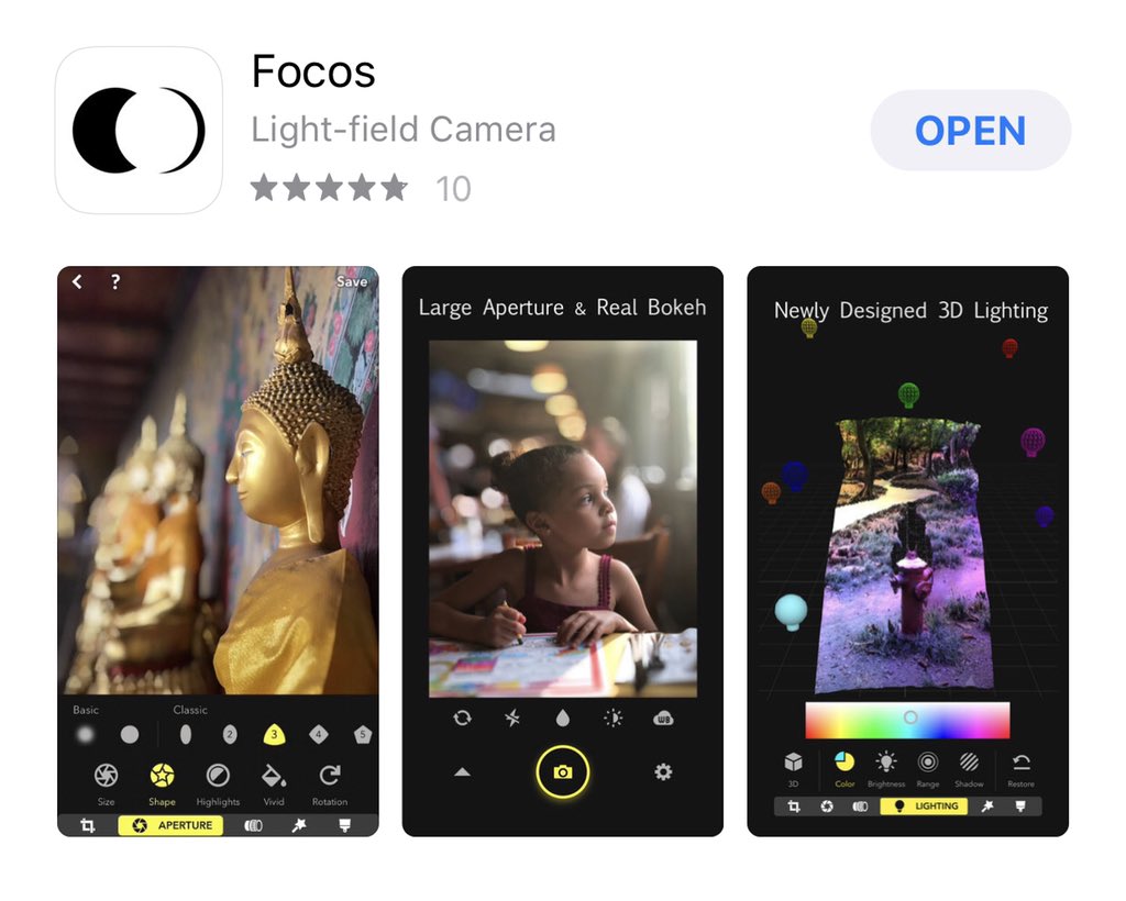 Focos - Camera app with large aperture.