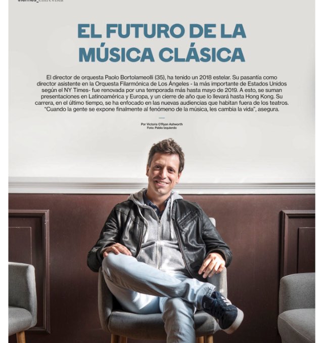 FOJIChile's tweet image. Entrevista en @RevistaViernes de @La_Segunda al maestro Paolo Bortolameolli, quien dirigirá mañana a la Sinfónica Nacional Juvenil (#OSNJ) en @CorpArtes; entradas agotadas: bit.ly/2N5K2ox! 😄👏🏽🎶 #ComunidadFOJI @AleKaBe