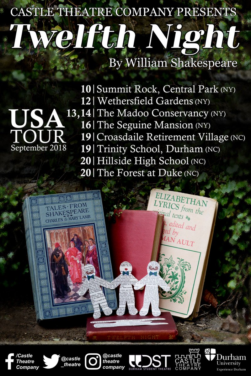 castle_theatre's tweet photo. We are coming to a venue near you (providing you live in New York/North Carolina). Here are our upcoming USA tour dates - if you're in the area, come along for some quality outdoor Shakespeare! #newyork #northcarolina #ctctakesnewyork #shakespeare https://t.co/8OAV2Md0qi