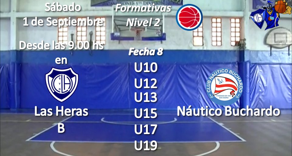 #Formativas
Por el torneo <a href="/FEBAMBAok/">FEBAMBA</a> <a href="/LasHerasBasket/">Las Heras Basket</a> visita a <a href="/BNBasquet/">Banco Nación Básquet</a> y recibe a <a href="/clubbuchardo/">Club Buchardo</a>