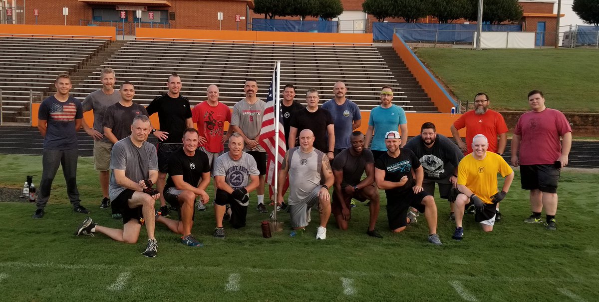 F3SmoothD's tweet photo. Wow great work @f3LexNC &amp; @F3WinstonSalem...21 pax, 2FNGs post at our 1 yr. beatdown! #circleburp, #squerkins, #anglegrinders, #bearcrawlinchworms, #blackjackburpees, #4corners, #burpmudatriangle, #sidewinderstairs, &amp; some #mary finished us off. Welcome FNGs #PrettyBoy &amp; #Mator! https://t.co/TByjNsYV5I