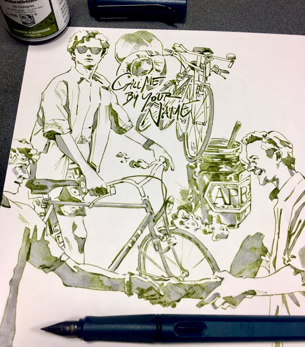 オリーブ色のインクが綺麗なのでCMBYNを描いてみた:)