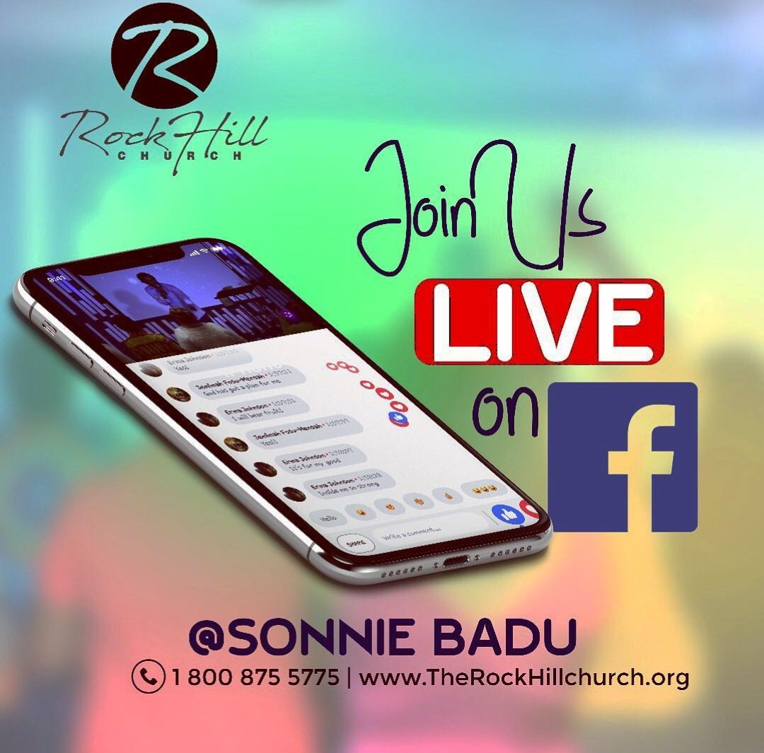 TheRockHillCh's tweet photo. Do not miss any part of service tomorrow. Make sure you head to facebook and follow the official page of out #LeadPastor "SONNIE BADU".
Lets have an awesome worship experience together wherever you may be.
#LeadPastor #TheRockHillChurch #TheBattleZone #WeAreRockHill @SonnieBaduuk https://t.co/AwEfBYmyib