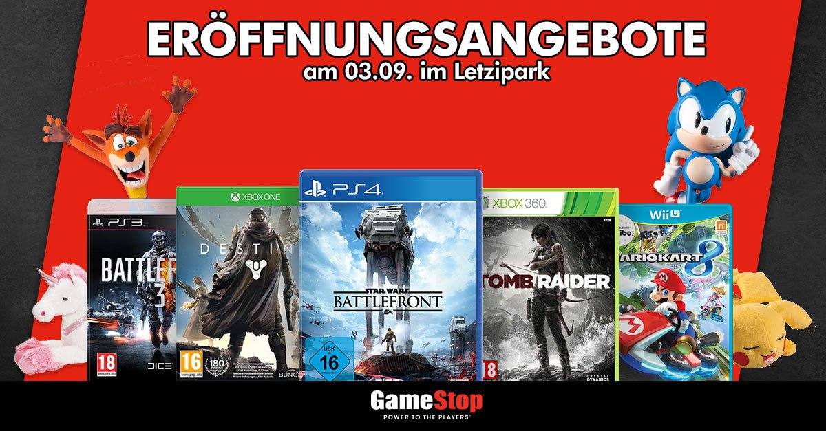 gamestop__de's tweet photo. #Zürich aufgepasst! Am Montag feiern wir bis zum 8.9.2018 große Wiedereröffnung unseres Stores im #Letzipark! Schaut ab 9 Uhr vorbei, wir haben einige Knaller-Angebote für euch! https://t.co/uBWOAfwLCk