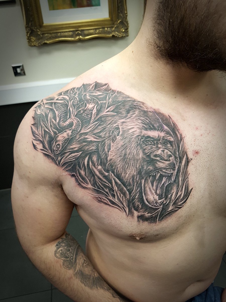 Gorilla chest piece by Blu  Sacred Skin Tattoo Doncaster  Facebook