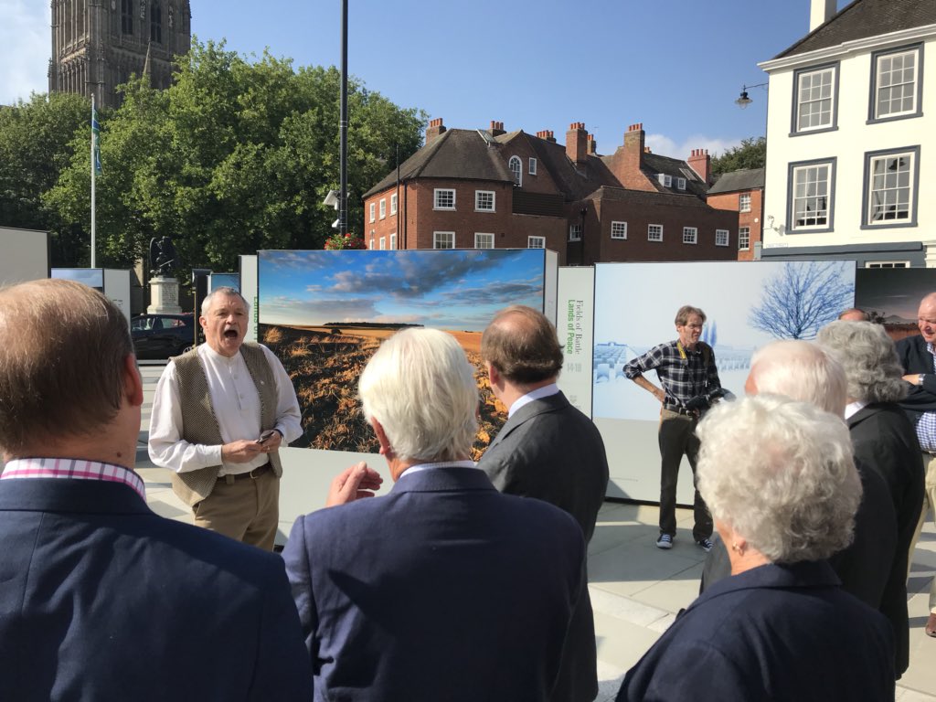 Oneltd_Mark's tweet photo. #fieldsofbattle @WorcesterhireHour #worcester G8t exhibition at Cathedral Square- free to visit and outside on a glorious day- on for month @VisitWorcs @ONEltd_Media if you don’t learn the lessons of the past you are prone to repeat them @WorcesterCity peace and tolerance to all https://t.co/ipQ1J4USOq