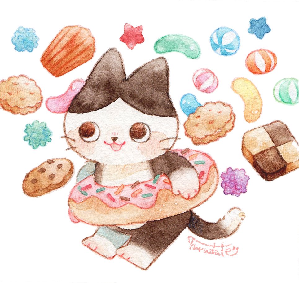 「「おいしいおかしはぜんぶぼくの!」食いしん坊の猫くん 」|＊だてちゃん＊のイラスト