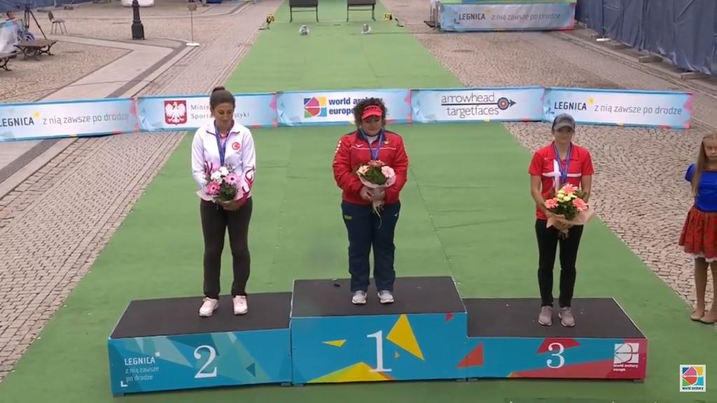 FLEXARCHERY's tweet photo. ¿Sabes lo que tiene el Capitán del Equipo español en la cabeza mientras celebra que #AndreaMarcosGarcía es Campeona de Europa en Arco Compuesto en #EACLegnica18 #poweredbysoloflex? Pues eso, solo Flex. #Flexcap.¡¡ Enhorabuena campeona¡¡ https://t.co/pQP5i8L3ll