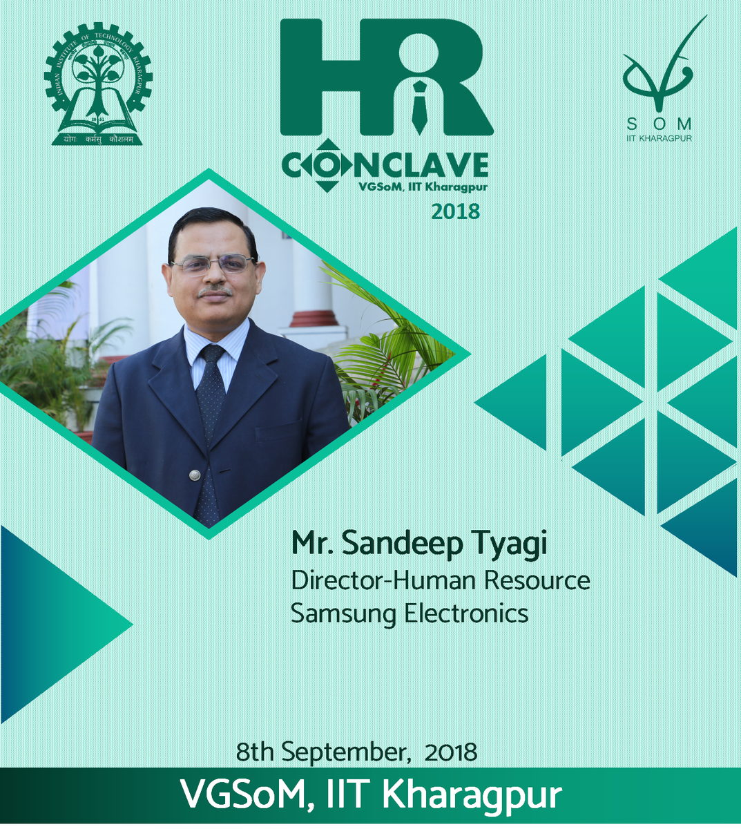 VGSOM_IIT_Kgp's tweet photo. As the campus starts buzzing for #HRConclave 2018, @VGSOM_IIT_Kgp is delighted to introduce our Guest of Honor, Mr. Sandeep Tyagi, #Director_HR, @Samsung, a #motivational #leader par excellence with a flair for nurturing #innovative changes
#SeptemberSpotlights #iitkharagpur https://t.co/HYIpnGvma6