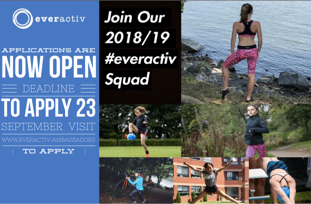 EVRactiv's tweet photo. Applications for the 2018/19 everactiv Ambassador Programme are now Open.
Deadline to Apply 23 September https://t.co/lN4rNANJho
#BrandAmbassador #everactiv #inspire #aspiretoinspire #achieve #believe https://t.co/6PBPwM8FPn
