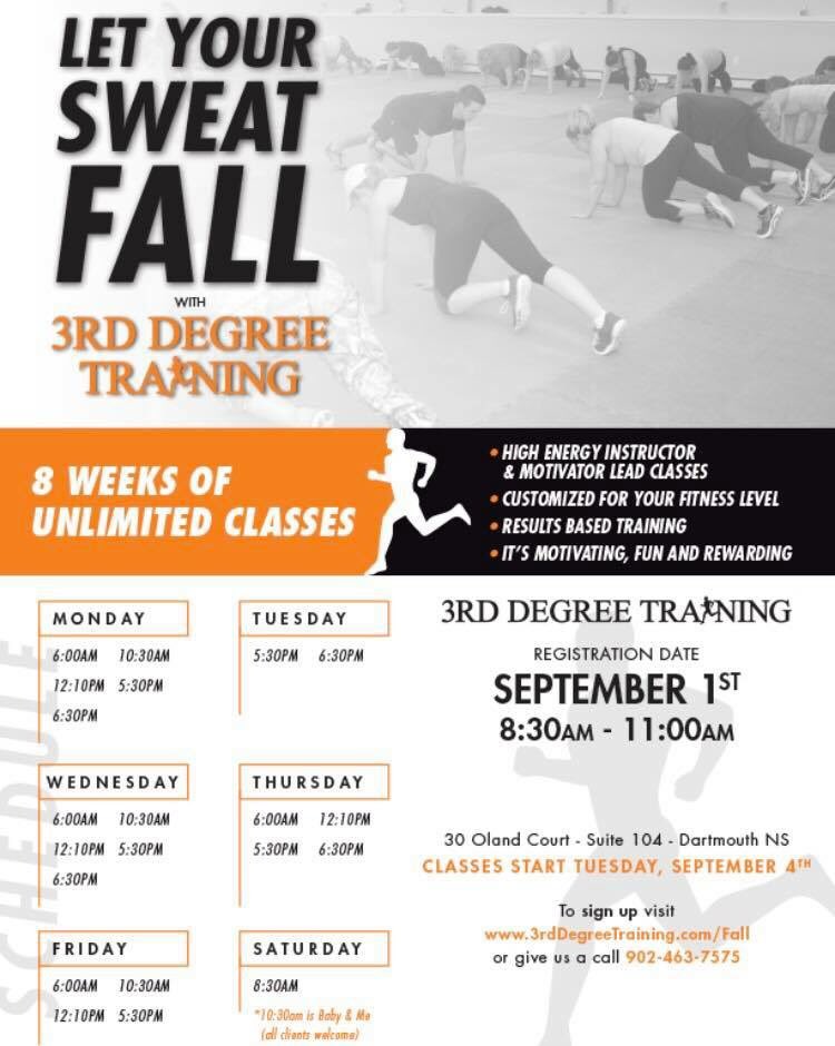 Our new 8 week #bootcamp starts Sep 4th! Pop by open registration TODAY between 8:30am &amp; 11am, register online at www3rddegreetraining.com/Fall or contact us to make alternate arrangements! Get back into routine &amp; feel your best this Fall!! #halifax #dartmouth #hiit #allfitnesslevels